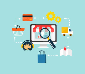 Poster - Stock vector e commerce online shopping icon set