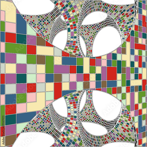 Naklejka na drzwi Mosaic Colorful Urban Geometric Structure Vector