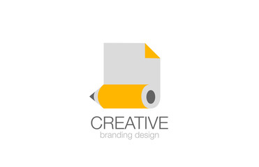 Poster - Pencil Logo design vector template. Creative Studio logotype