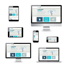 Aufkleber - Isolated Vector Electronic Devices with Responsive Web Design