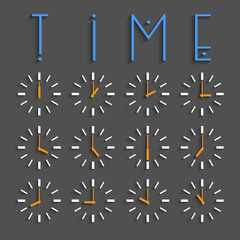 Canvas Print - vector set of clocks with transparent shadow