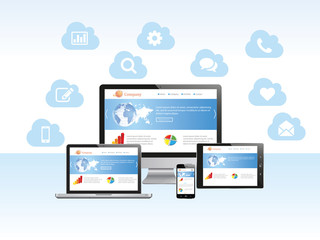 Wall Mural - Cloud computing Responsive design