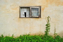 Old Wall With Old And Broken Wooden Windows