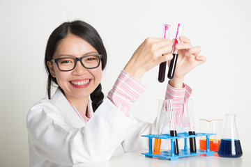 Lab worker doing blood sample test analysis