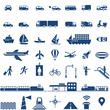 Transportation icons set - cars, ships, planes, trains