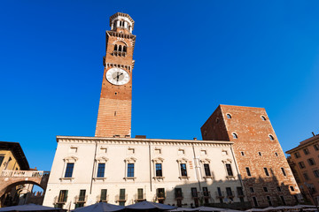 Poster - Piazza Erbe and Lamberti Tower in Verona