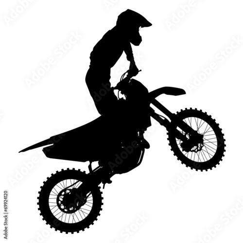 Fotografia, Obraz  Black silhouettes Motocross rider on a motorcycle