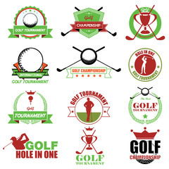 Wall Mural - Set of vintage golf labels, badges and emblems. Vector Illustrat