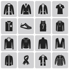 Fototapete - Man clothing black icon set3. Vector Illustration eps10