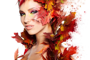 Poster - Autumn Woman portrait with creative makeup