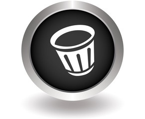 Outdoor trash bin icon. Black Button for website. Vector illustr