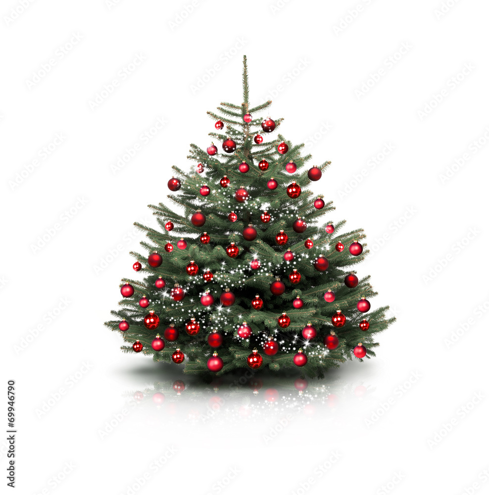 Stock-Foto „Weihnachtsbaum mit Roten Kugeln“