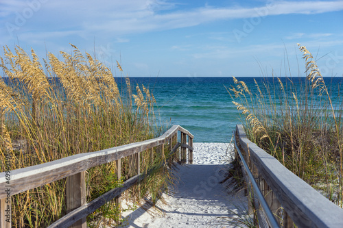 Naklejka nad blat kuchenny Beach Boardwalk with Dunes and Sea Oats