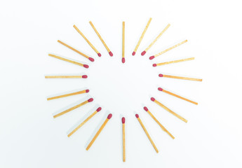 heart shape matches on white background