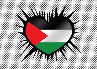 Poster - Heart and  I love Gaza Strip  flag idea design
