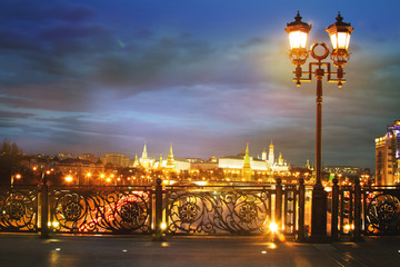 Wall Mural - Bright night urban landscape, Moscow