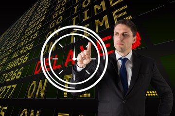 Poster - Composite image of businessman standing and pointing