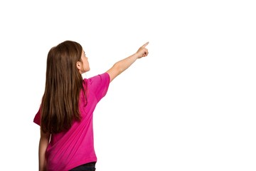 Poster - Cute little girl pointing with finger