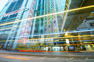 Wall Mural - Modern city buildings with skyscrapers and traffic as seen from