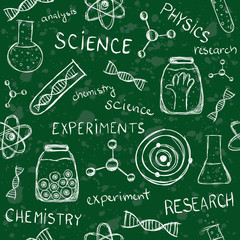 Fototapete - Scientific school board seamless pattern