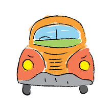 Beetle Car, Hand-drawn Vector Illustration