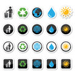 Man and bin, recycling, globe, eco power icons set