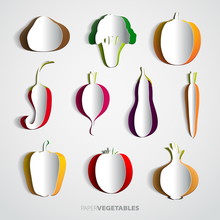 Paper Vegetable Set Cut Out - Mix Design Card Illustration