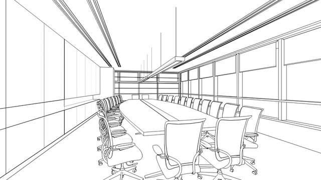 outline sketch of a interior meeting room