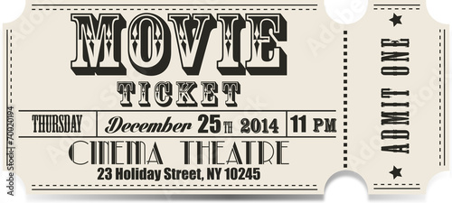 Cuadros en Lienzo Retro movie vector ticket