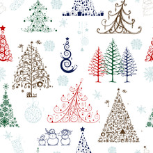 Christmas Trees, Seamless Pattern For Your Design