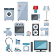 Colored icons of home appliances