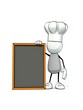 little sketchy man with chef's cap and menu board