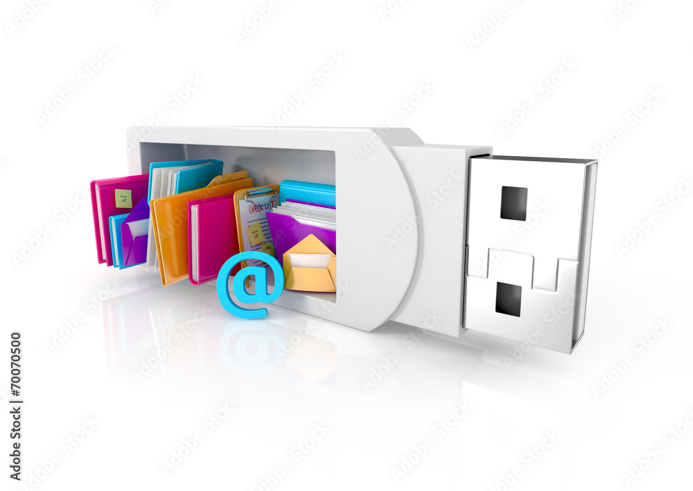 usb flash drive with folders, check list, and tools Stock Illustration ...
