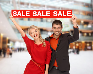 Sticker - smiling couple with red sale sign