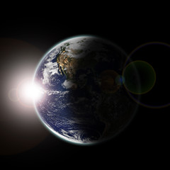 earth seen from space at sun dawn