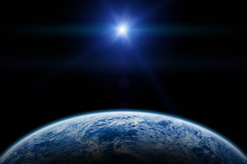 sunset/sunrise above the earth on a starless sky.