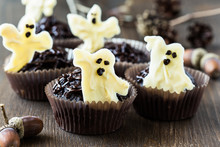 Halloween Treats, Chocolate Muffins With  Sweet White Chocolate