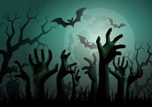 Illustration Of Halloween Zombie Party.