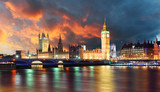 Fototapeta  - Big Ben and Houses of Parliament at evening, London, UK