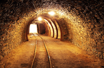 Wall Mural - Underground mine tunnel, mining industry
