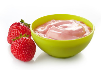 bowl of strawberry yogurt