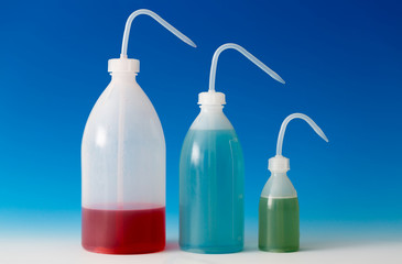 Wall Mural - laboratory Wash Bottles for science experiment, dispensing bottl