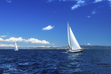Fototapeta Sawanna - Sailing on luxury yachts in the waters of the Aegean Sea.
