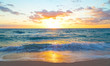 canvas print picture - Sunrise over the ocean in Miami Beach, Florida.