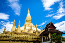 The Golden Pagoda Wat Phra That Luang In Vientiane.