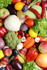 Wall Mural - Fresh organic fruits and  vegetables close-up