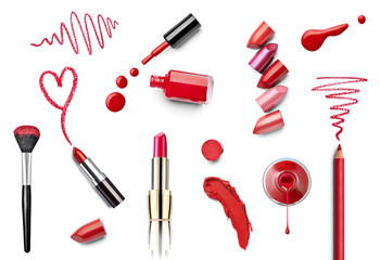 Wall Mural - make up beauty lipstick nail polish liquid powder mascara pencil