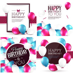 Wall Mural - Set of colorful birthday cards.