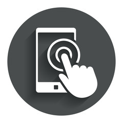 Poster - Touch screen smartphone sign icon. Hand pointer