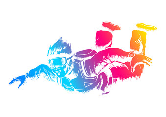 Wall Mural - sketch illustration of a sky diver